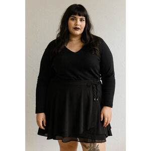 Ralph Lauren Womens Skirt 16 Black Georgette Grunge Whimsigoth Witchy NEW $145